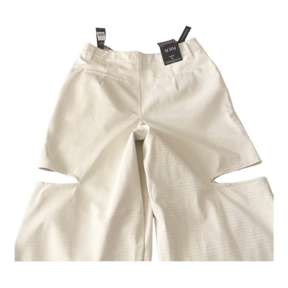 NEW AFRM Vegan Leather Ivory Pants  Kimmie Hi-Rise Wide Leg Cut Out Croc Size 31 - Picture 6 of 14